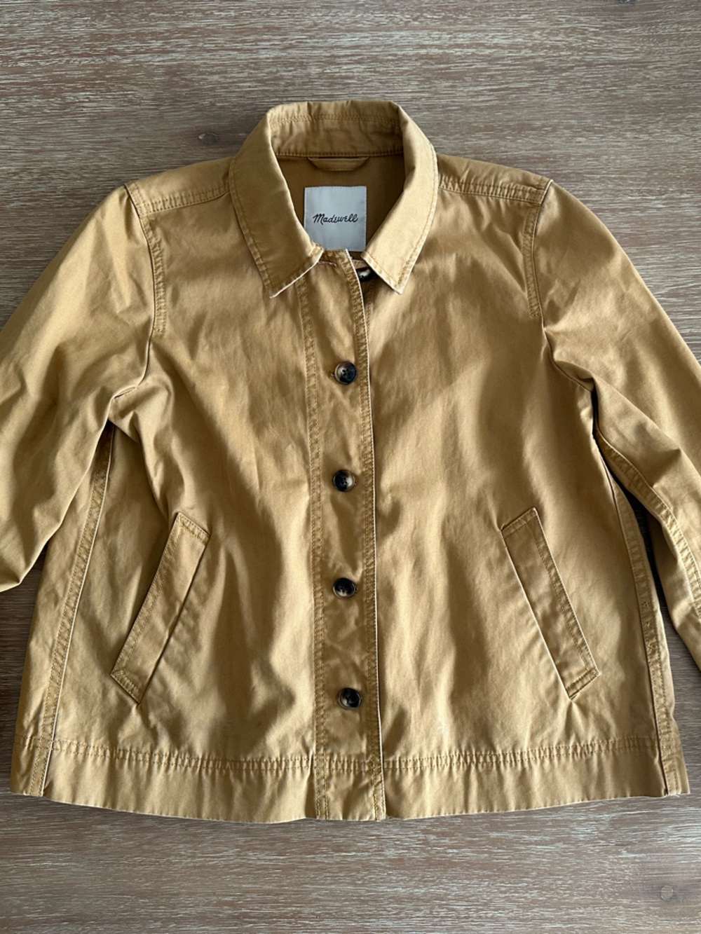 Madewell Northwood Cropped Collared Back Pleat Jacket Chore Jacket Trench Coat